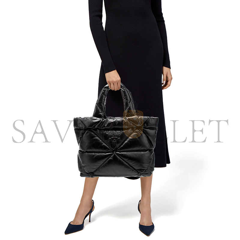 Pra*a nappa leather padded soft tote 1bg411 (38*34*14cm)